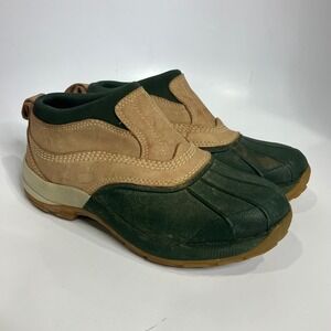 L.L. Bean women's ankle duck‎ boots size 7.5 green tan outdoor casual hunting